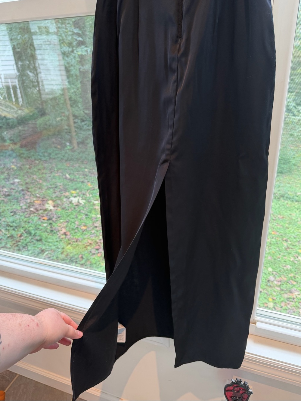 Black Strapless Satin Maxi Dress - Elegant Evening Dress - Picture 6 of 9